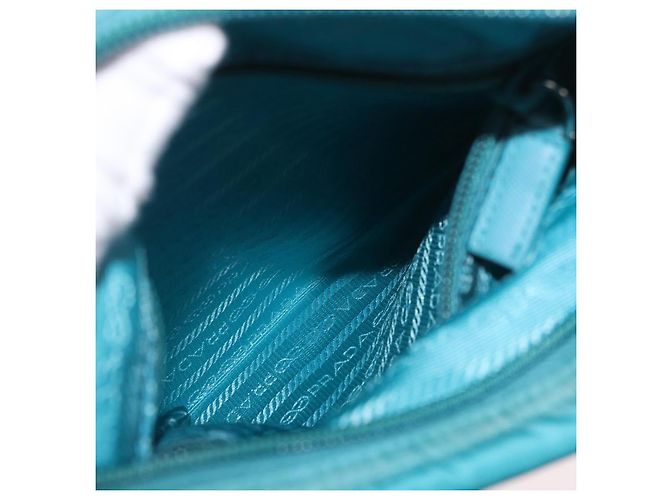 Borsa a tracolla PRADA Nylon Azzurro Chiaro Argento Auth 186844A Blu chiaro - vista 27