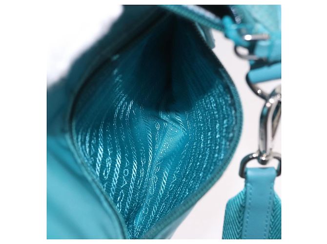 Borsa a tracolla PRADA Nylon Azzurro Chiaro Argento Auth 186844A Blu chiaro - vista 28