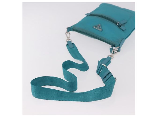 Borsa a tracolla PRADA Nylon Azzurro Chiaro Argento Auth 186844A Blu chiaro - vista 6