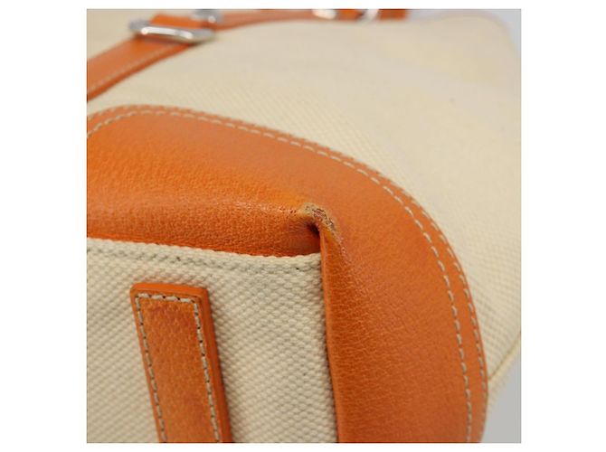 Tote Sac cabas PRADA en toile beige argenté Auth ka4818V - vue 16