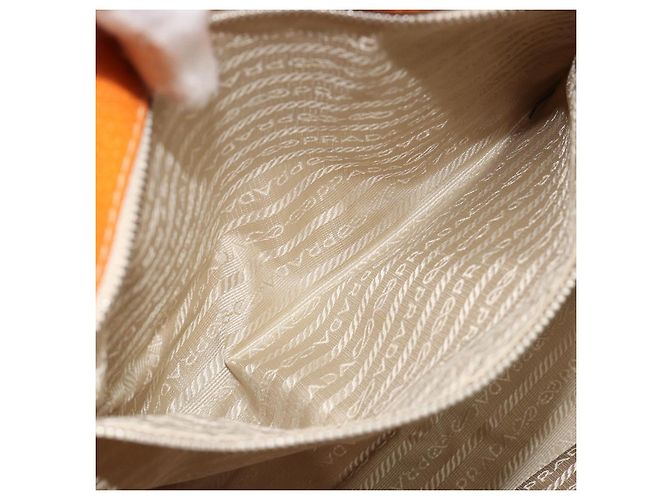 Tote Sac cabas PRADA en toile beige argenté Auth ka4818V - vue 23