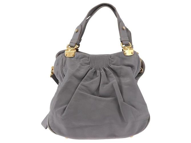 Borsa Miu Miu in pelle 2way Grigio Oro Autentica 187651A Marrone D'oro - vista 13