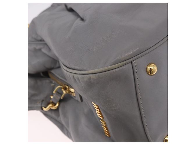 Borsa Miu Miu in pelle 2way Grigio Oro Autentica 187651A Marrone D'oro - vista 15