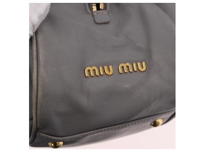 Borsa Miu Miu in pelle 2way Grigio Oro Autentica 187651A Marrone D'oro - vista 18
