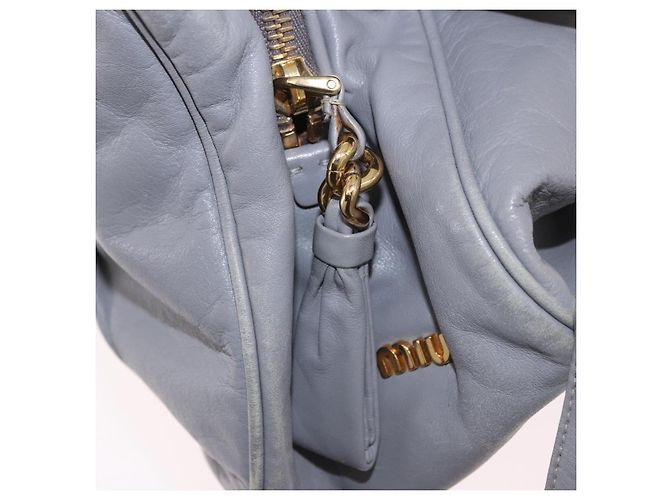 Borsa Miu Miu in pelle 2way Grigio Oro Autentica 187651A Marrone D'oro - vista 25