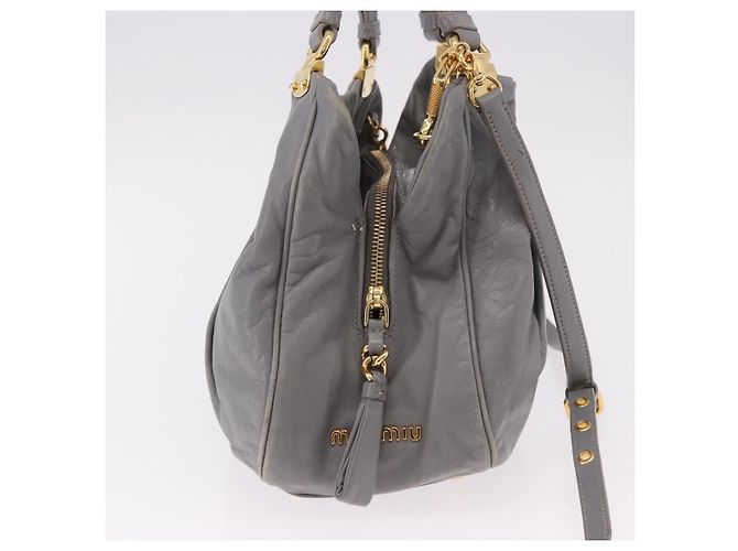 Borsa Miu Miu in pelle 2way Grigio Oro Autentica 187651A Marrone D'oro - vista 4
