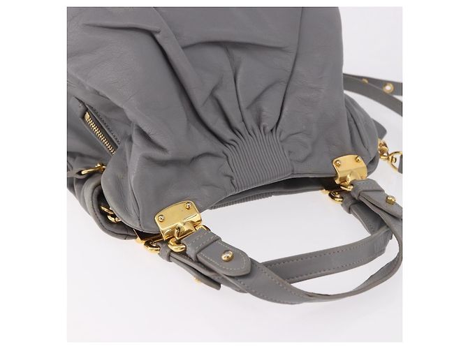 Borsa Miu Miu in pelle 2way Grigio Oro Autentica 187651A Marrone D'oro - vista 6