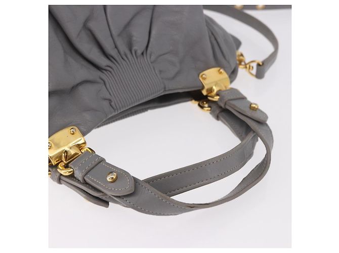 Borsa Miu Miu in pelle 2way Grigio Oro Autentica 187651A Marrone D'oro - vista 7
