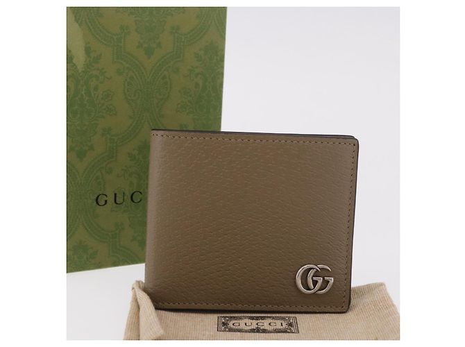 Portafoglio GUCCI GG Marmont in pelle beige argento 428726 Auth 186156M - vista 12