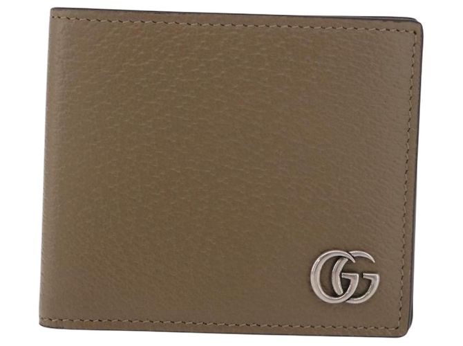 Portafoglio GUCCI GG Marmont in pelle beige argento 428726 Auth 186156M - vista 13