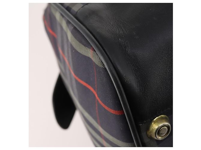 Borsa Boston Burberrys Nova Check in tela Navy Gold Auth 184536 D'oro Blu navy - vista 17