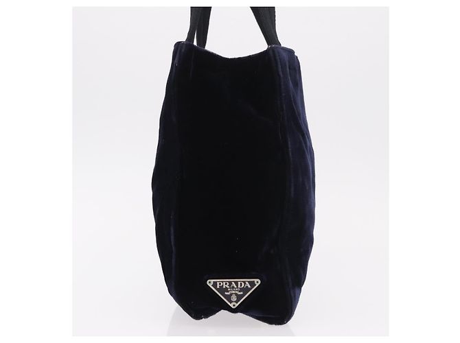 Borsa PRADA Velluto Blu Navy Argento Autentica 187785A - vista 4
