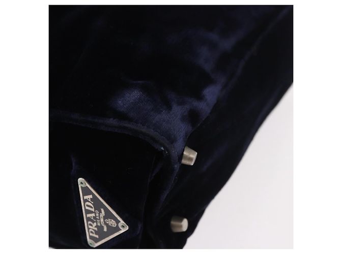 Borsa PRADA Velluto Blu Navy Argento Autentica 187785A - vista 9