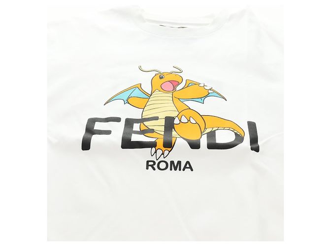 Camiseta FENDI x FRGMT x POKMON Dragonite de algodón blanco Auth 167426SAM - vista 5