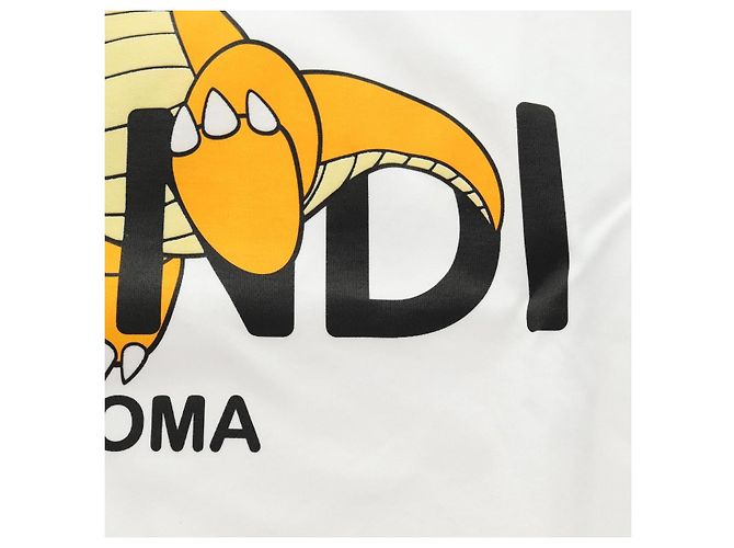 Camiseta FENDI x FRGMT x POKMON Dragonite de algodón blanco Auth 167426SAM - vista 9