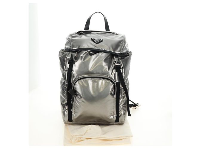 PRADA Backpack PVC Canvas Silver Auth 184815M Silvery - view 12