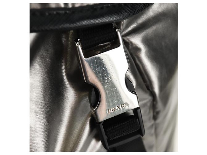 PRADA Backpack PVC Canvas Silver Auth 184815M Silvery - view 21