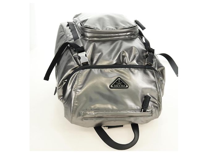 PRADA Backpack PVC Canvas Silver Auth 184815M Silvery - view 6