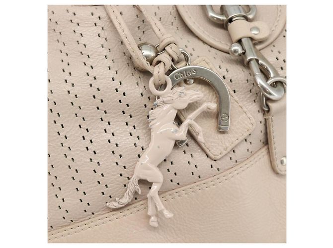 Chloé Chloe Kerala Handtasche aus Leder Beige Silber Auth 187518V - Ansicht 19