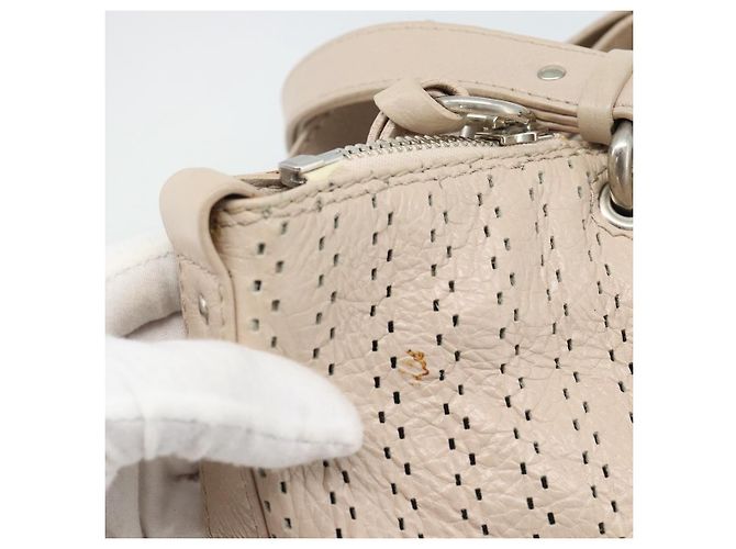 Chloé Chloe Kerala Handtasche aus Leder Beige Silber Auth 187518V - Ansicht 9