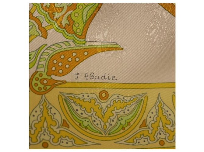 Hermès HERMES Carré 90 Sciarpa "CIELS BYZANTINS" Seta Gialla Autentica 185812 Giallo - vista 11