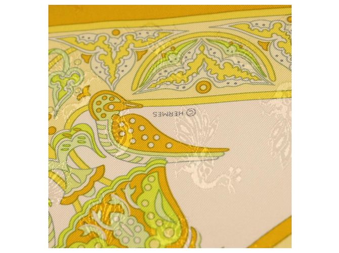 Hermès HERMES Carré 90 Sciarpa "CIELS BYZANTINS" Seta Gialla Autentica 185812 Giallo - vista 12