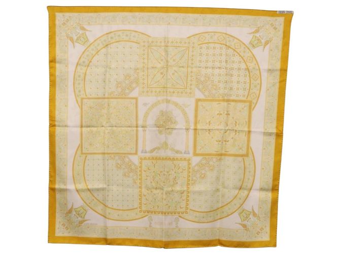 Hermès HERMES Carré 90 Sciarpa "CIELS BYZANTINS" Seta Gialla Autentica 185812 Giallo - vista 13