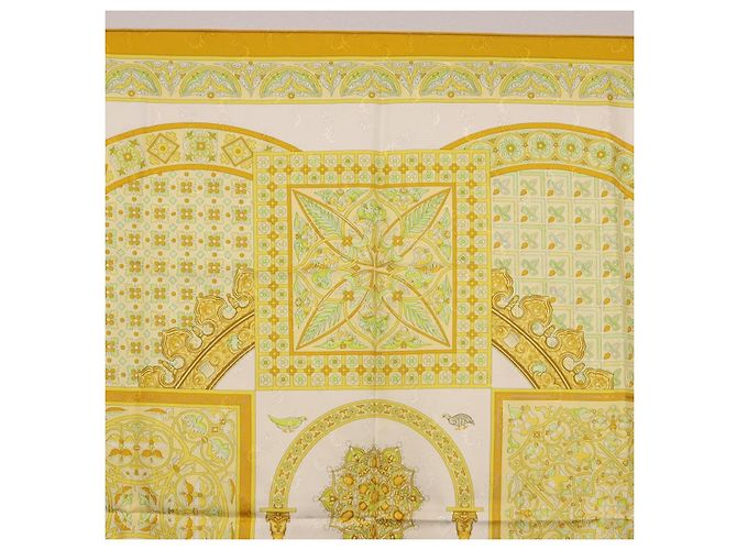 Hermès HERMES Carré 90 Sciarpa "CIELS BYZANTINS" Seta Gialla Autentica 185812 Giallo - vista 3