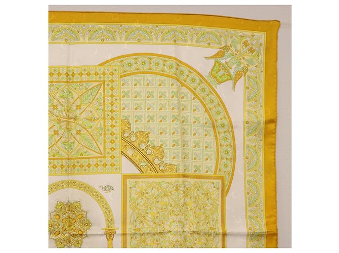 Hermès HERMES Carré 90 Sciarpa "CIELS BYZANTINS" Seta Gialla Autentica 185812 Giallo - vista 4