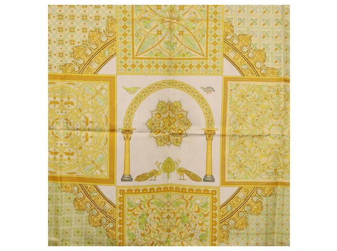Hermès HERMES Carré 90 Sciarpa "CIELS BYZANTINS" Seta Gialla Autentica 185812 Giallo - vista 6