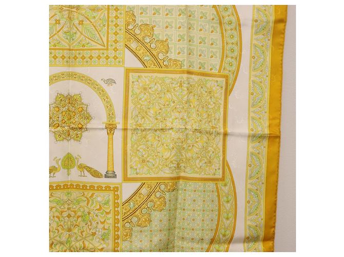 Hermès HERMES Carré 90 Sciarpa "CIELS BYZANTINS" Seta Gialla Autentica 185812 Giallo - vista 7