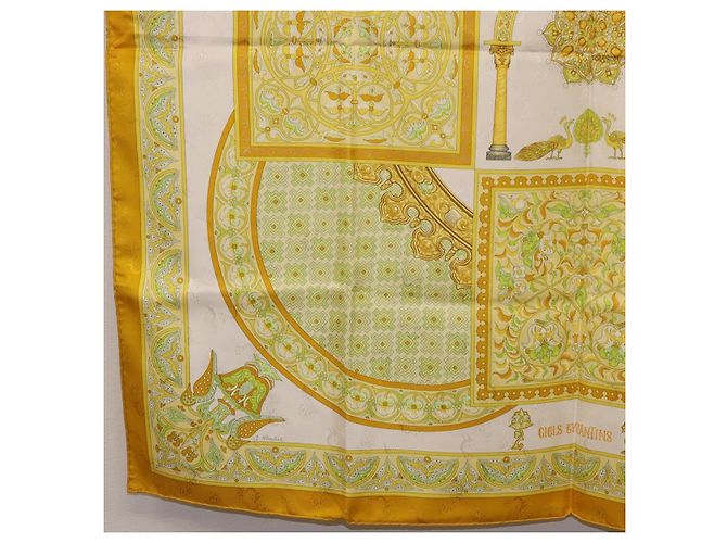 Hermès HERMES Carré 90 Sciarpa "CIELS BYZANTINS" Seta Gialla Autentica 185812 Giallo - vista 8