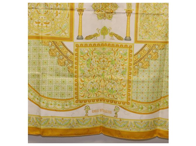 Hermès HERMES Carré 90 Sciarpa "CIELS BYZANTINS" Seta Gialla Autentica 185812 Giallo - vista 9