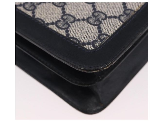 Borsa a tracolla GUCCI GG Supreme Sherry Line PVC Blu Navy Oro Auth 187772 D'oro - vista 16
