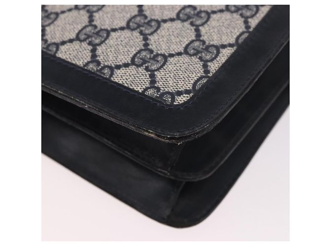 Borsa a tracolla GUCCI GG Supreme Sherry Line PVC Blu Navy Oro Auth 187772 D'oro - vista 17