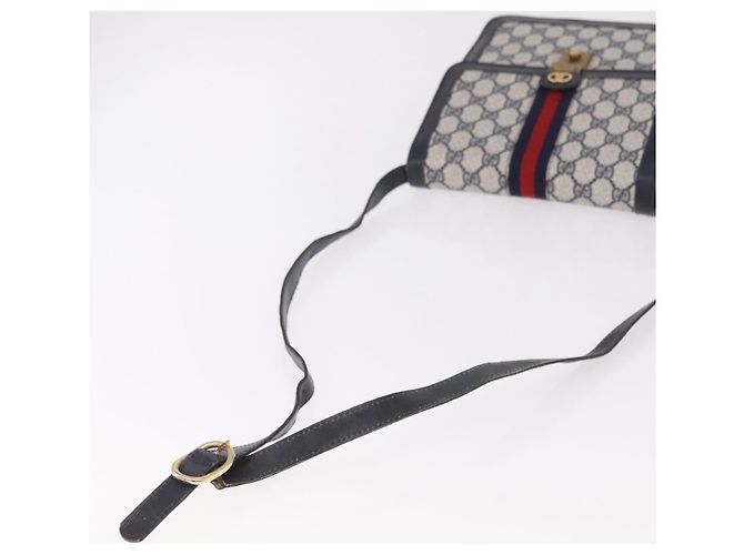 Borsa a tracolla GUCCI GG Supreme Sherry Line PVC Blu Navy Oro Auth 187772 D'oro - vista 7