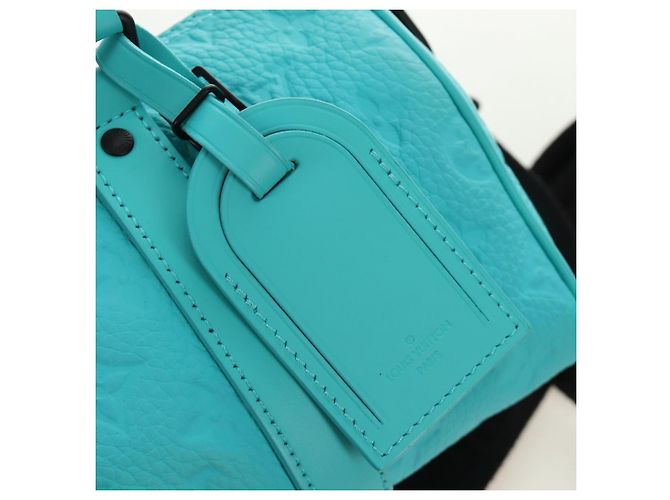 LOUIS VUITTON Taurillon Clemence Keepall Bandouliere 25 Bag M11996 Auth 185940SM Turquoise - view 22