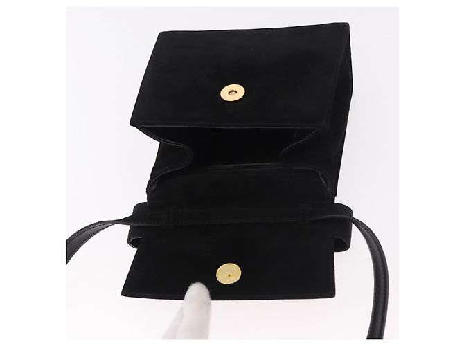 Borsa a mano Salvatore Ferragamo Vara Ribbon in scamosciato 2way Nero Oro Auth BA13469 - vista 10