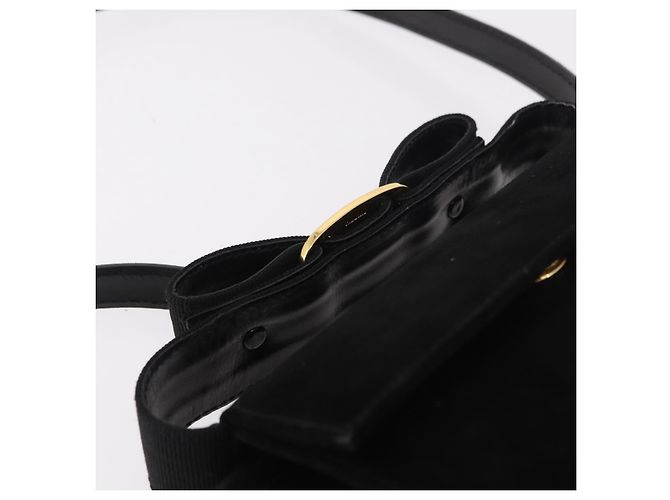 Borsa a mano Salvatore Ferragamo Vara Ribbon in scamosciato 2way Nero Oro Auth BA13469 - vista 14