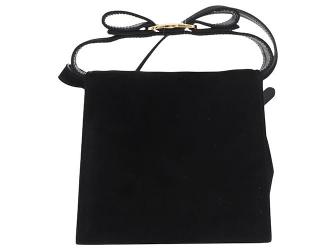 Borsa a mano Salvatore Ferragamo Vara Ribbon in scamosciato 2way Nero Oro Auth BA13469 - vista 2
