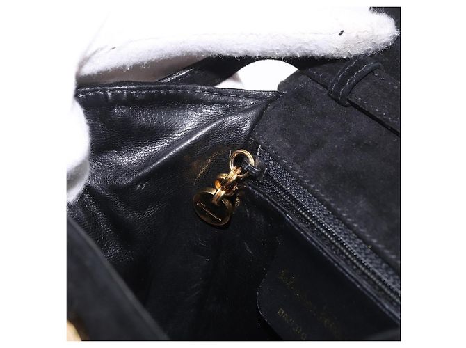 Borsa a mano Salvatore Ferragamo Vara Ribbon in scamosciato 2way Nero Oro Auth BA13469 - vista 22