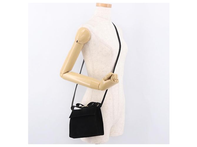 Borsa a mano Salvatore Ferragamo Vara Ribbon in scamosciato 2way Nero Oro Auth BA13469 - vista 24