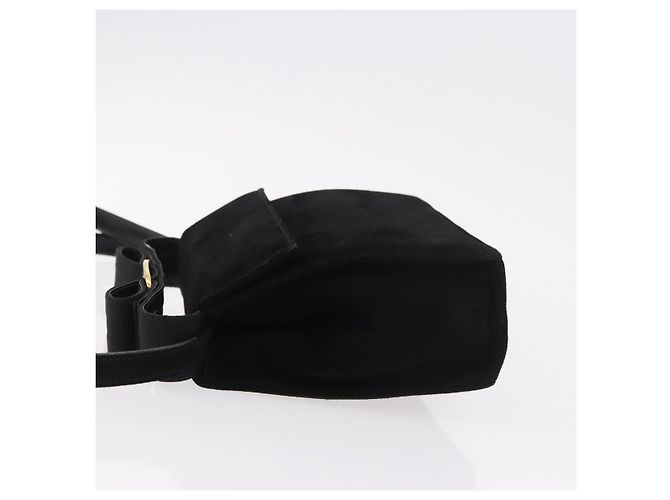 Borsa a mano Salvatore Ferragamo Vara Ribbon in scamosciato 2way Nero Oro Auth BA13469 - vista 4