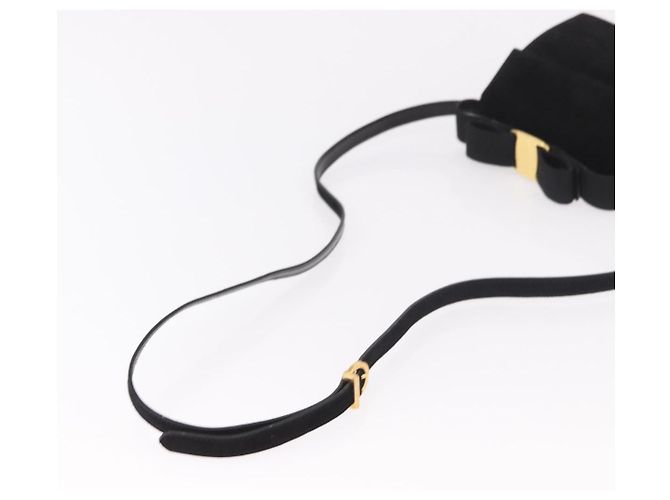 Borsa a mano Salvatore Ferragamo Vara Ribbon in scamosciato 2way Nero Oro Auth BA13469 - vista 8