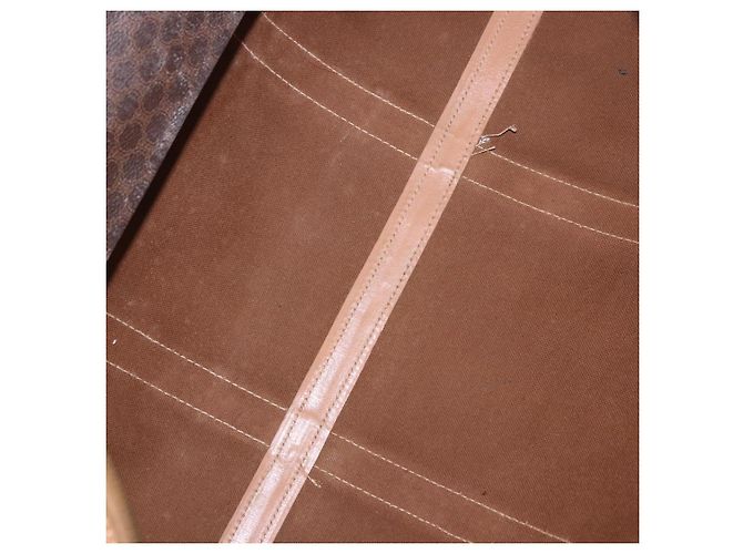 Céline Borsa Boston CELINE Macadam Canvas PVC Pelle Marrone Oro Auth 185993 D'oro - vista 11