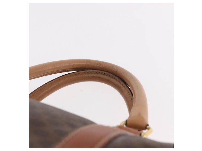 Céline Borsa Boston CELINE Macadam Canvas PVC Pelle Marrone Oro Auth 185993 D'oro - vista 14