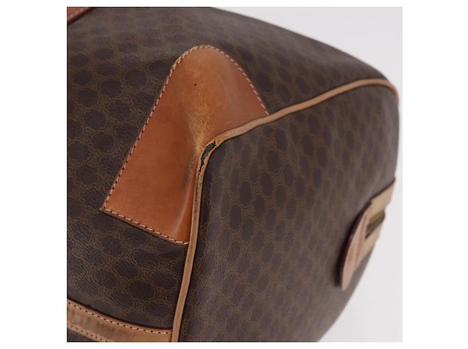 Céline Borsa Boston CELINE Macadam Canvas PVC Pelle Marrone Oro Auth 185993 D'oro - vista 15