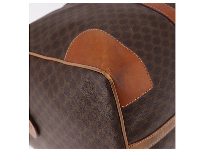 Céline Borsa Boston CELINE Macadam Canvas PVC Pelle Marrone Oro Auth 185993 D'oro - vista 16