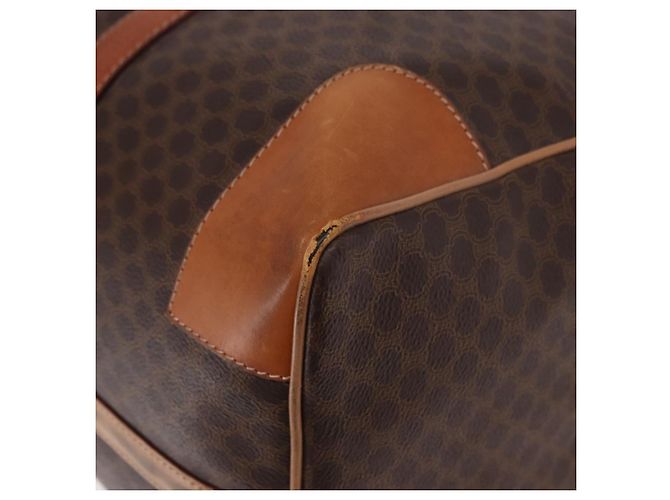 Céline Borsa Boston CELINE Macadam Canvas PVC Pelle Marrone Oro Auth 185993 D'oro - vista 17