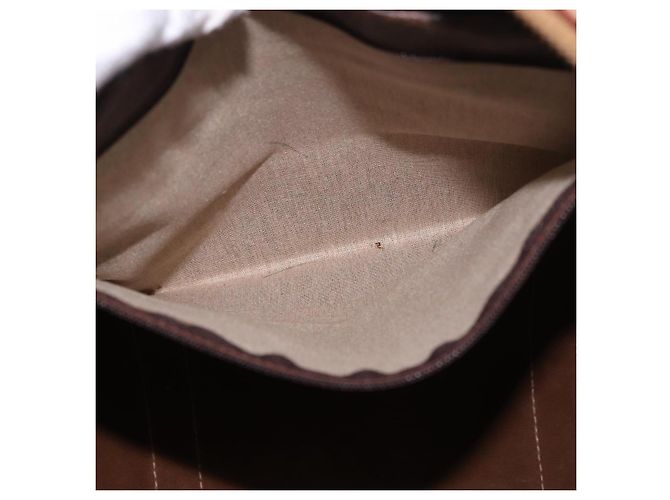 Céline Borsa Boston CELINE Macadam Canvas PVC Pelle Marrone Oro Auth 185993 D'oro - vista 23